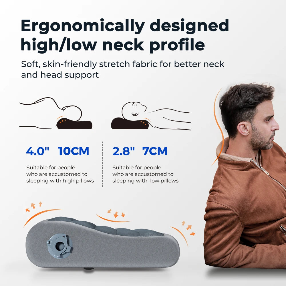 Inflatable Camping Pillow Ergonomic Travel Pillow Lightweight Washable Cushion for Home Outdoor Hiking Camping Black 42×30×10cm