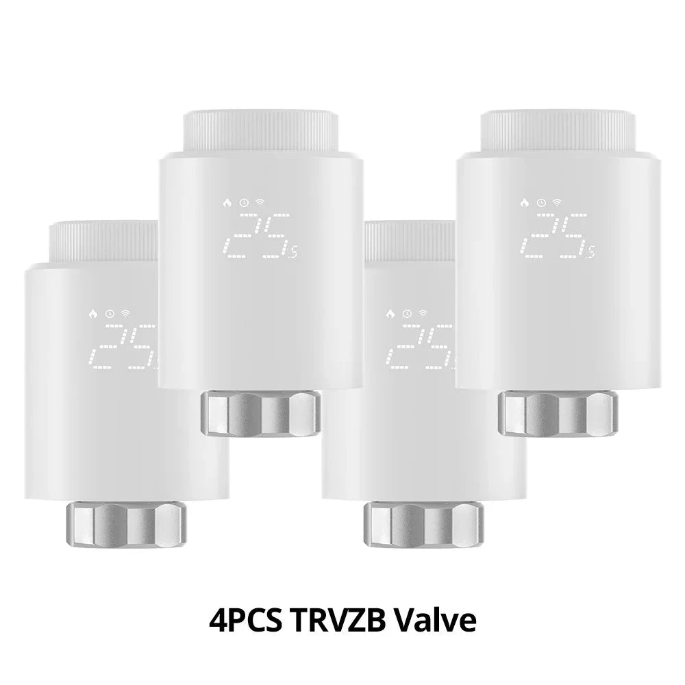 4PCS TRVZB Smart Thermostatic Radiator Valve Home Heating Frost Protection Remote Group Control eWeLink Alexa 59.4×59.4×95mm
