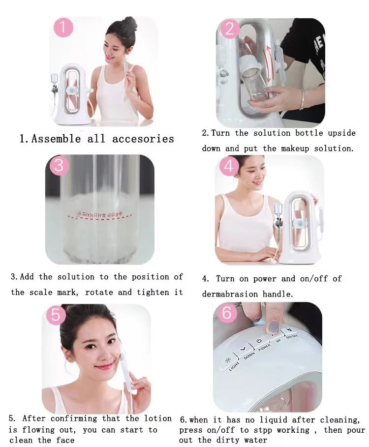 Hydra Dermabrasion Aqua Peeling Facial Beauty Machine Vacuum Blackhead Cleaner White 34x21cm Home Use
