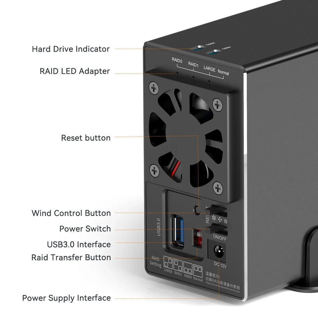 Dual Bay HDD Enclosure SATA RAID Docking Station for 6.35cm & 8.89cm Hard Drives AU Plug Black
