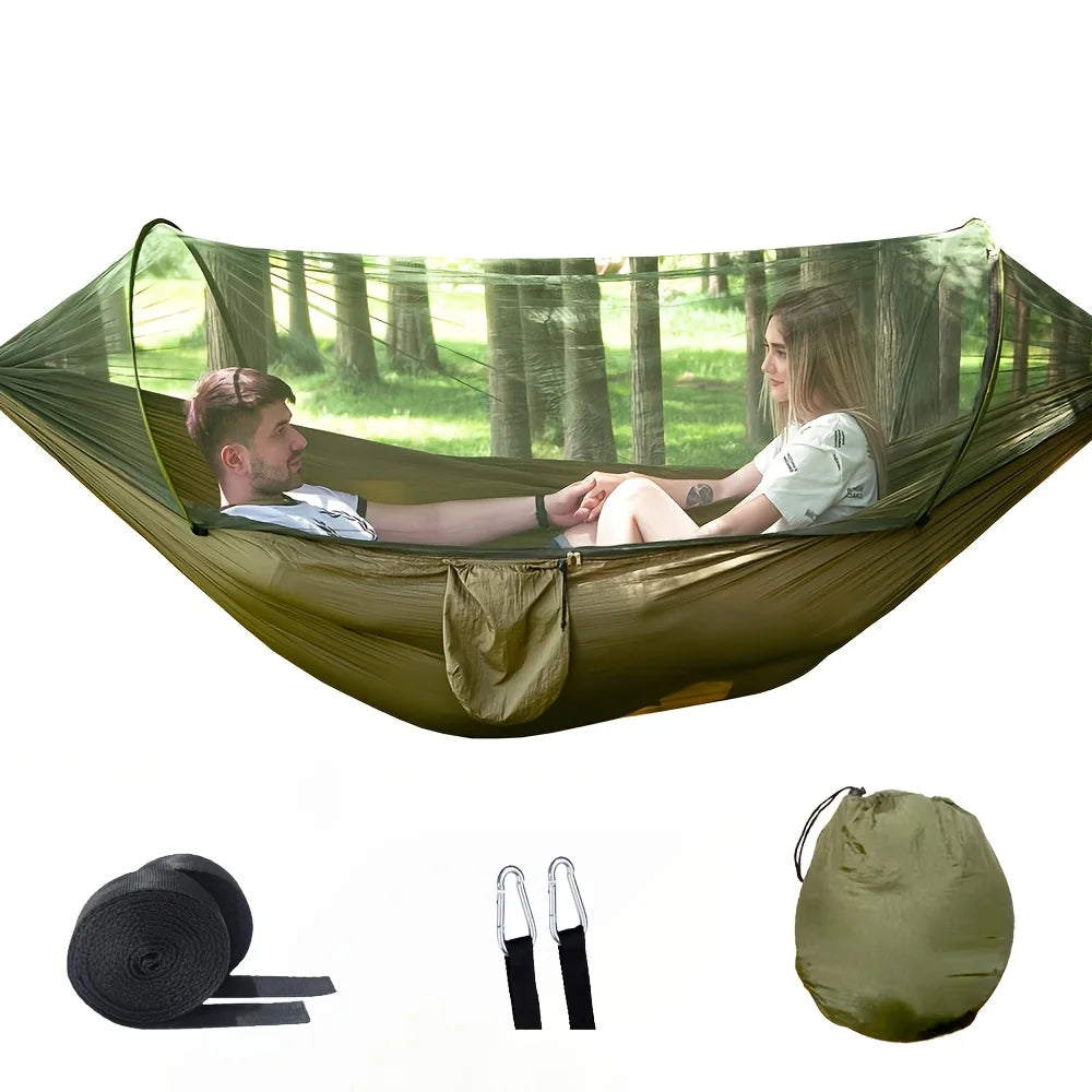 Camping Hammock with Mosquito Net Dark Green Ultralight 210T Parachute Nylon 200kg Load