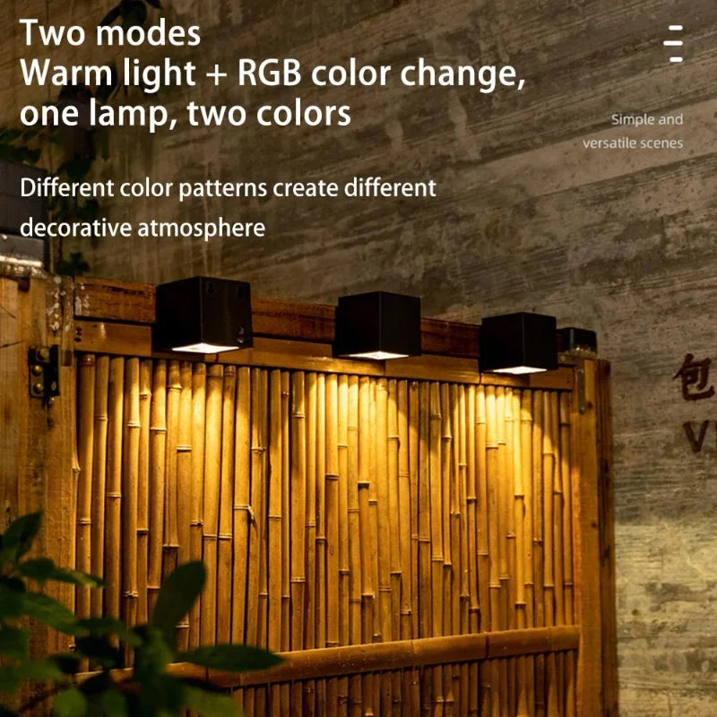 Solar Wall Light LED Outdoor Garden Fence Lamp Waterproof Square Courtyard Decorative Light 8x8cm