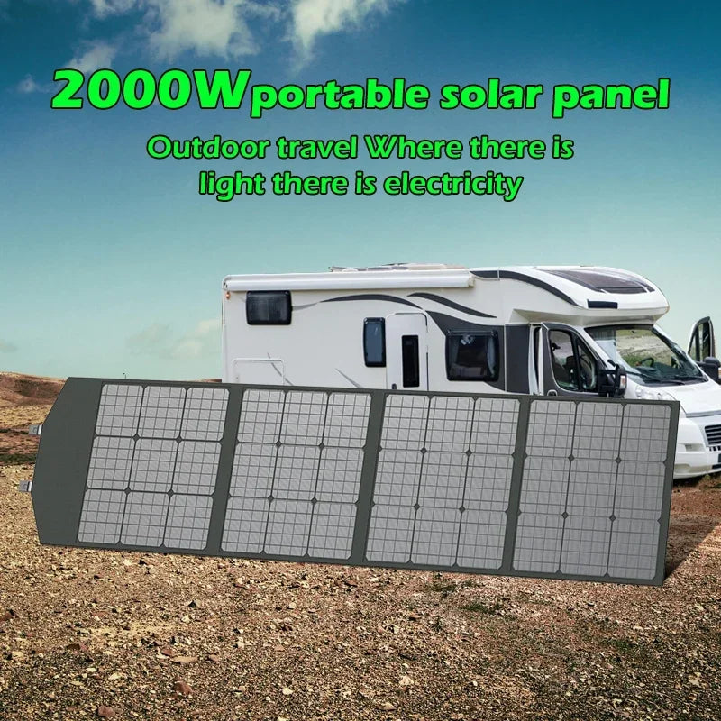 Portable Solar Panel Kit 1500W Foldable High Efficiency 12V Charger for Camping RV Boat Travel and Outdoor Power