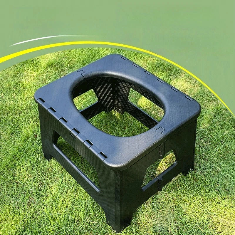 Portable Outdoor Camping Toilet Adult Mobile Toilet Equipment Hiking Travel Camp Supplies Accessory Black 31.5 × 24.5 × 16.5cm