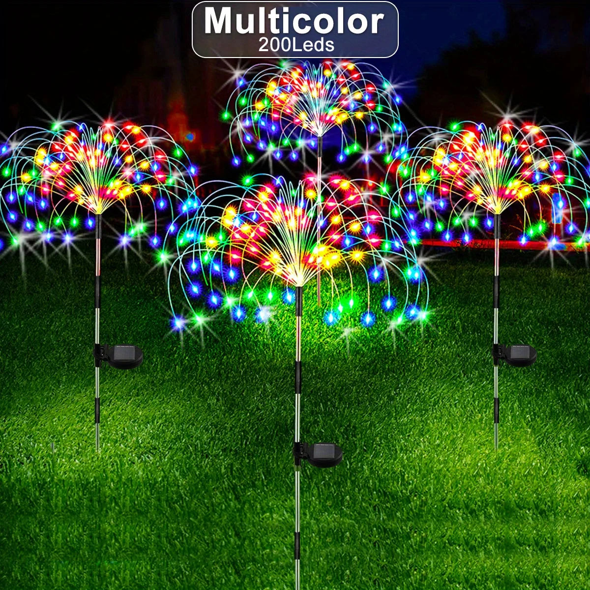 Solar Firework Lights 420 LED Outdoor Garden Decorative Stake Light Colourful Landscape Lamp 95cm