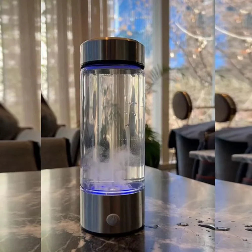 Hydrogen Water Bottle Portable USB Rechargeable Water Generator with Leakproof Design White 420ml