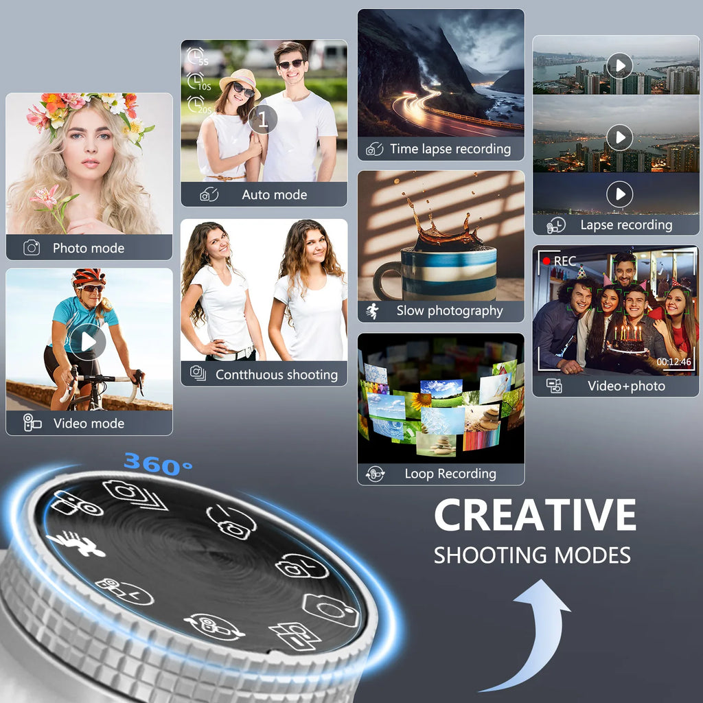 6K Digital Camera 84MP Vlogging Camera with Autofocus Anti Shake 3 Inch Flip Screen Flash and 32GB Memory Card