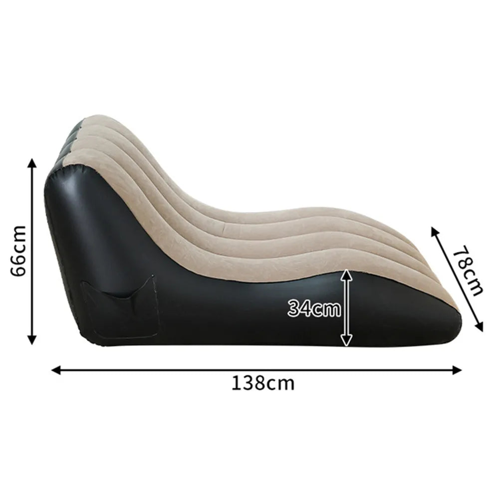 Inflatable Deck Chair Air Lounger Sofa in Coffee 138x78x66cm
