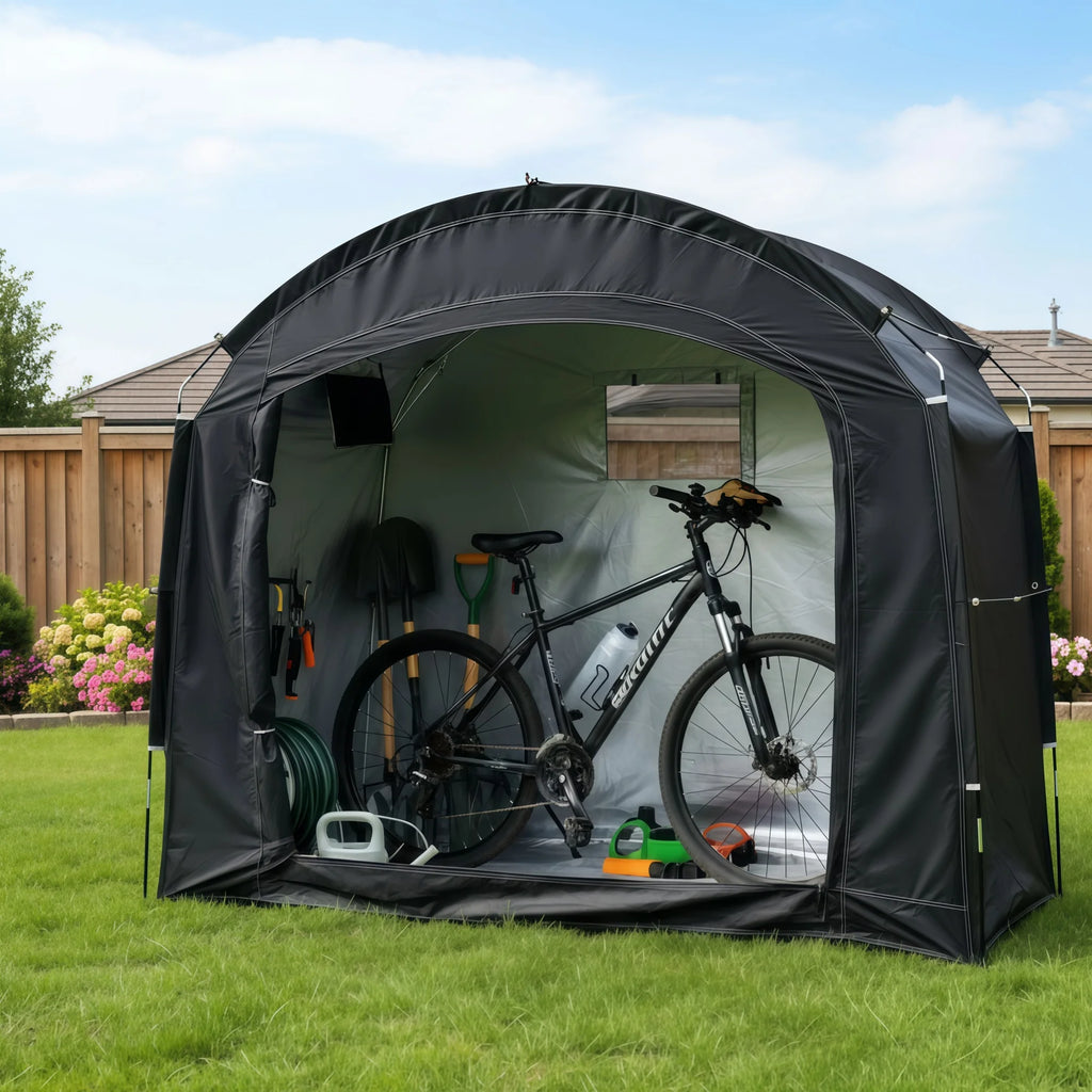Outdoor Bike Shelter Tent 200x80x165cm Black with Thickened Oxford Cloth Cover