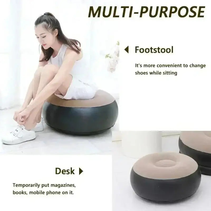 Inflatable Lazy Sofa Chair Coffee PVC Flocking Foldable Outdoor Lounge