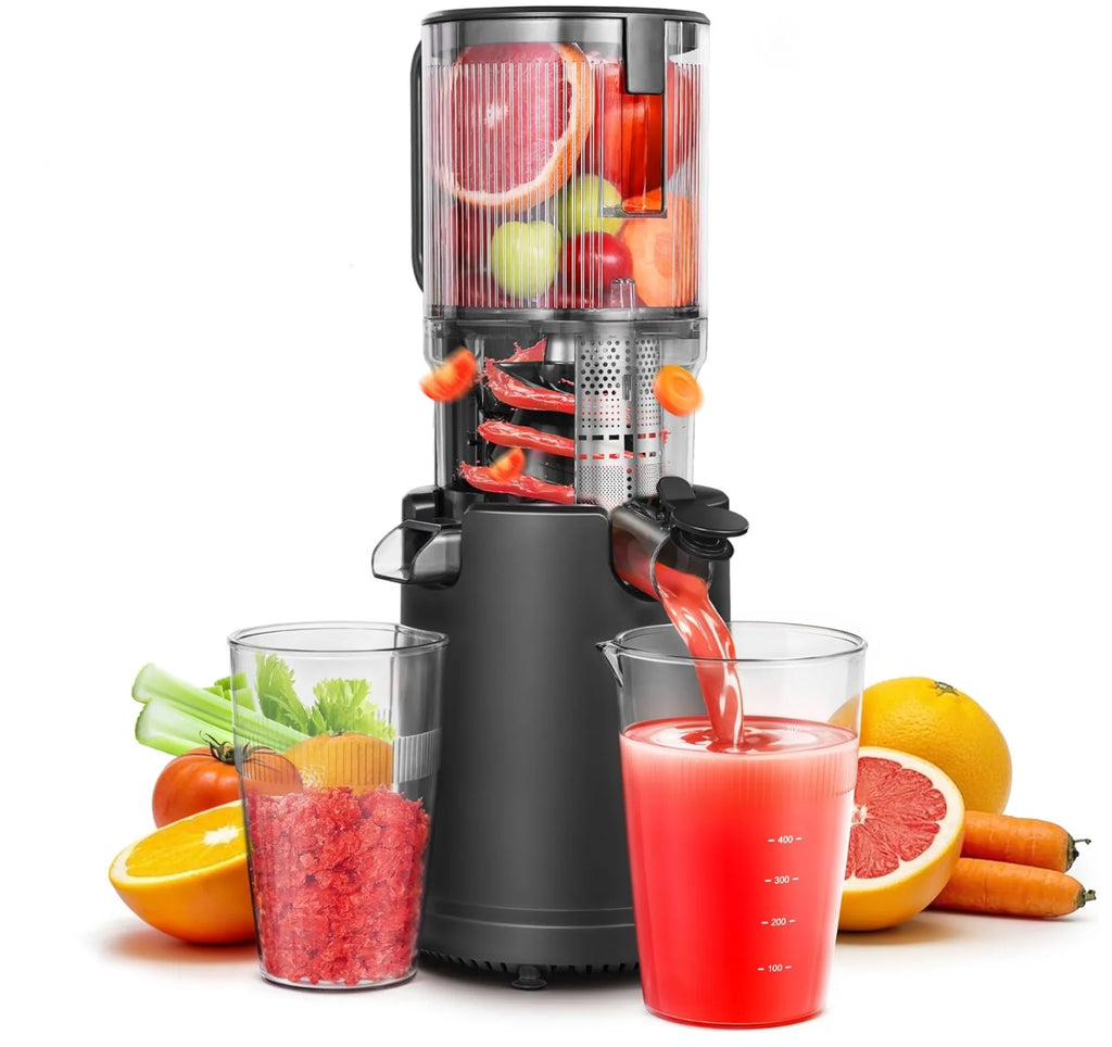 Stylish Spiral Slow Juicer Masticating Cold Press Juice Extractor Automatic Pulp Ejection Fruit Vegetable Juicer Black AU