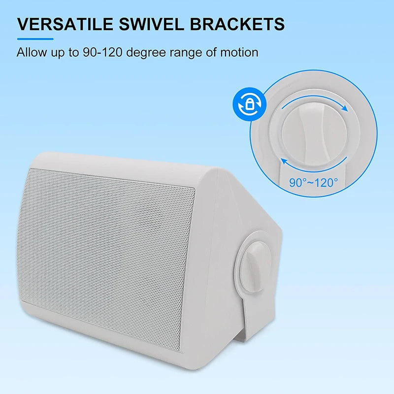 Outdoor Bluetooth Speaker 300W Waterproof Wall Mount Audio System All-Weather White 24.3x18.5x16.7cm