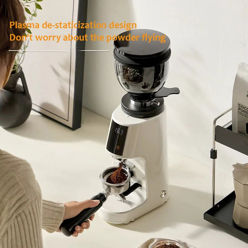 Electric Coffee Grinder 220V Automatic Coffee Bean Grinder Adjustable Quantity White AU Plug Home Use