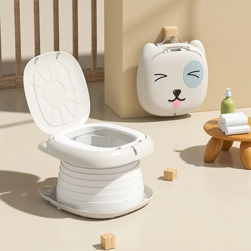 Portable Toddler Potty Training Toilet Foldable Travel Potty Seat for Baby Kids Car Camping Indoor Outdoor Bathroom Grey 17cm