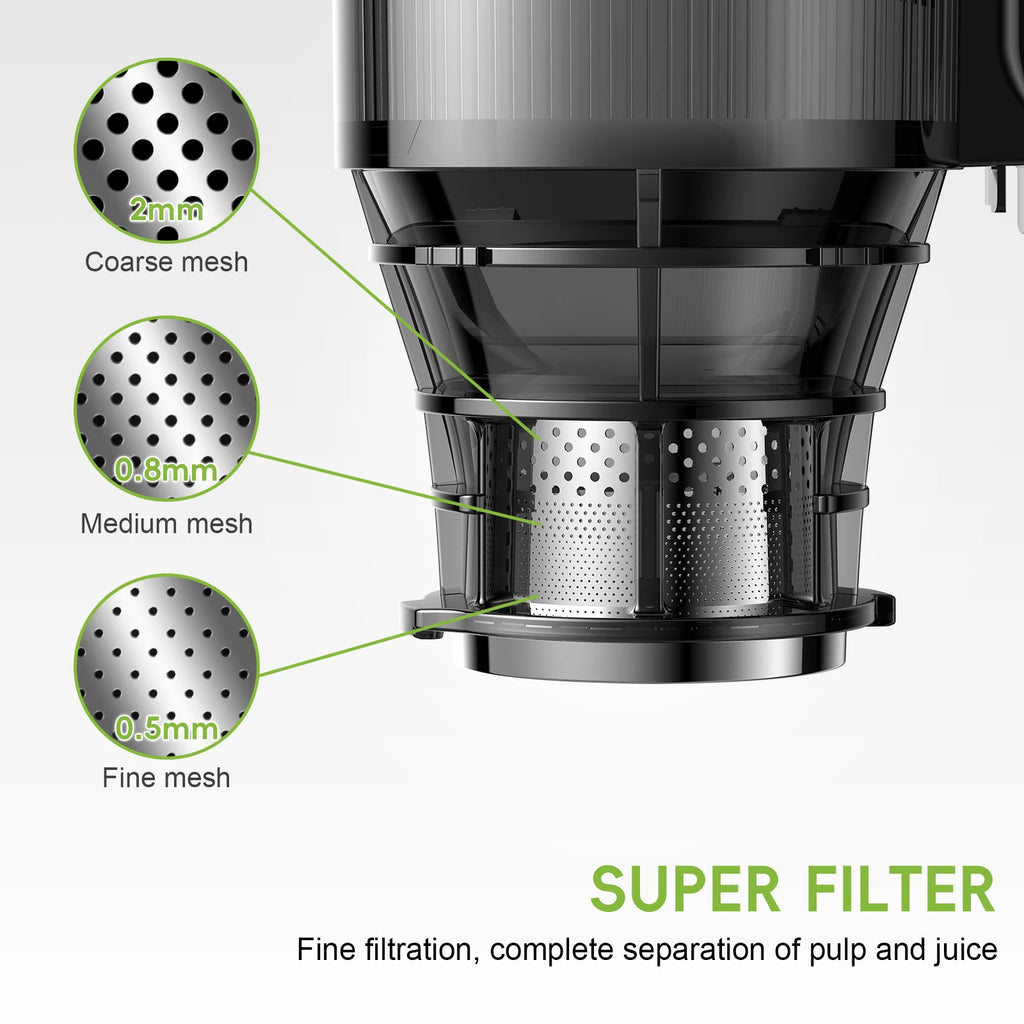 Cold Press Juicer 130mm Feed Chute Slow Masticating Whole Fruit & Vegetable Juicer BPA Free AU Plug SJ-023