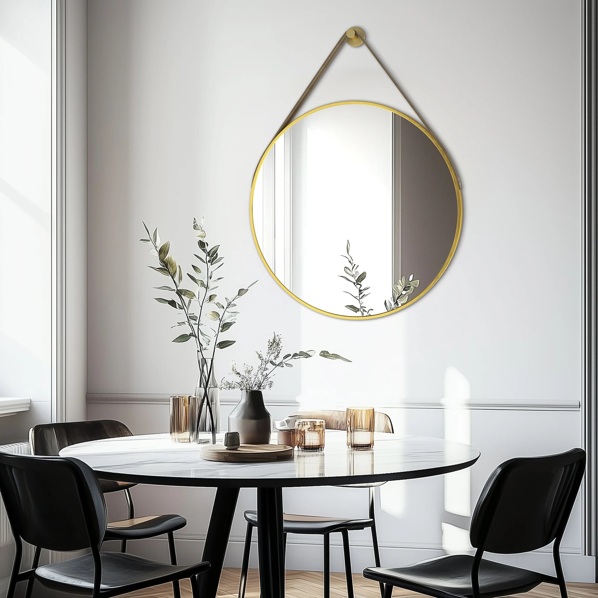 Round Wall Mirror 80cm Gold Finish Decorative Vanity Mirror for Bedroom Living Room Dressing Table