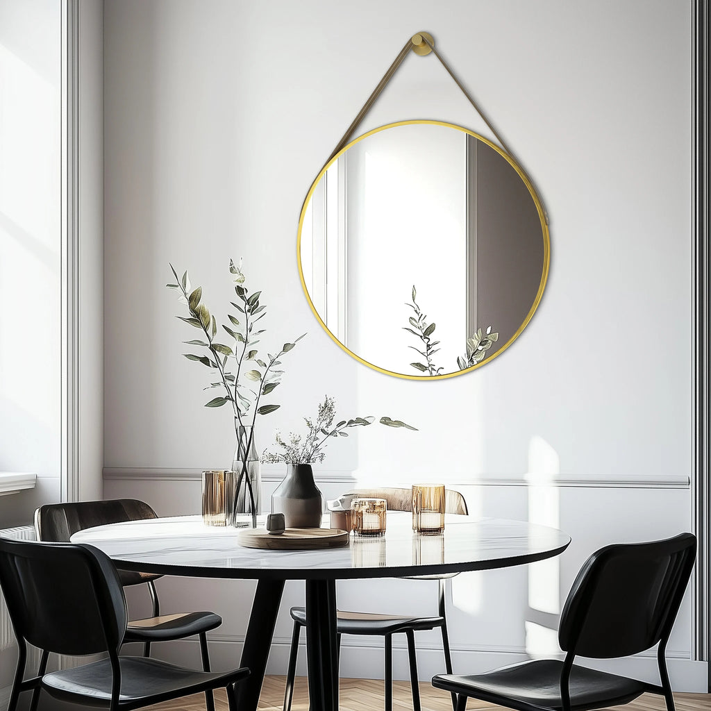 Round Wall Mirror 60cm Gold Finish Decorative Vanity Mirror for Bedroom Living Room Dressing Table