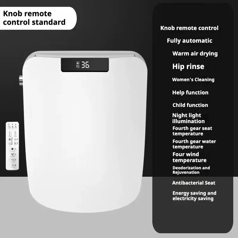 Smart Toilet Seat 51cm Electronic Bidet Seat with Heated Wash Drying and Auto Open Lid