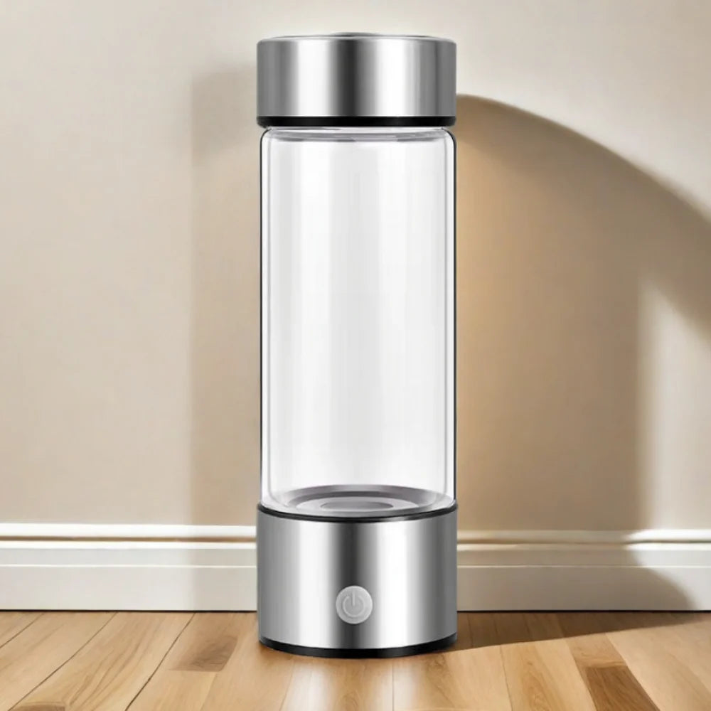 Hydrogen Water Bottle Portable USB Rechargeable Water Generator with Leakproof Design White 420ml