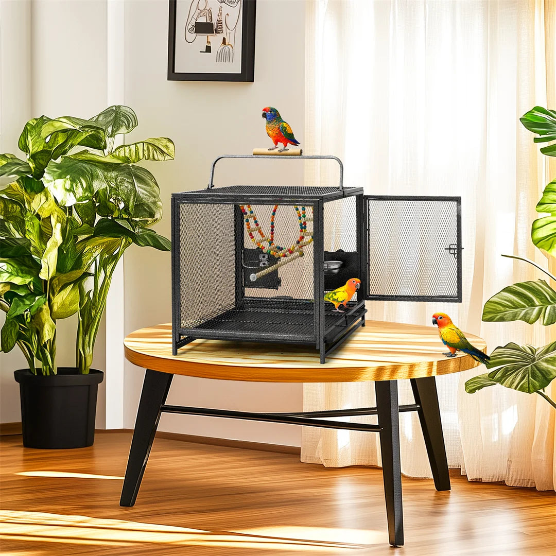 Bird Cage Large Metal Birdcage 58x46x56cm Indoor Pet Cage with Tray & Perches