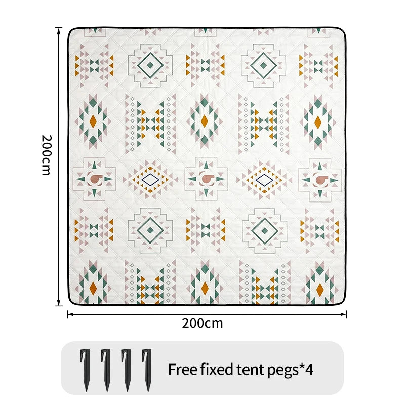 Large Outdoor Picnic Mat Waterproof Lawn Camping Blanket Moisture Proof Thickened Washable Ground Mat 200 × 200cm