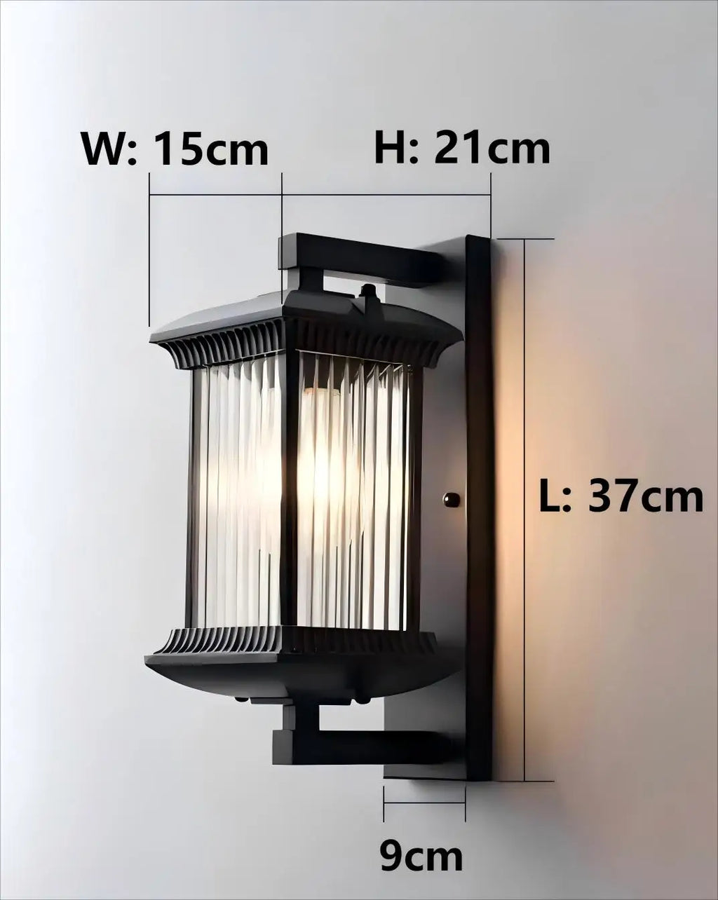 Outdoor LED Wall Light Black 9W IP65 Waterproof Aluminum Vintage Striped or Minimalist Frosted