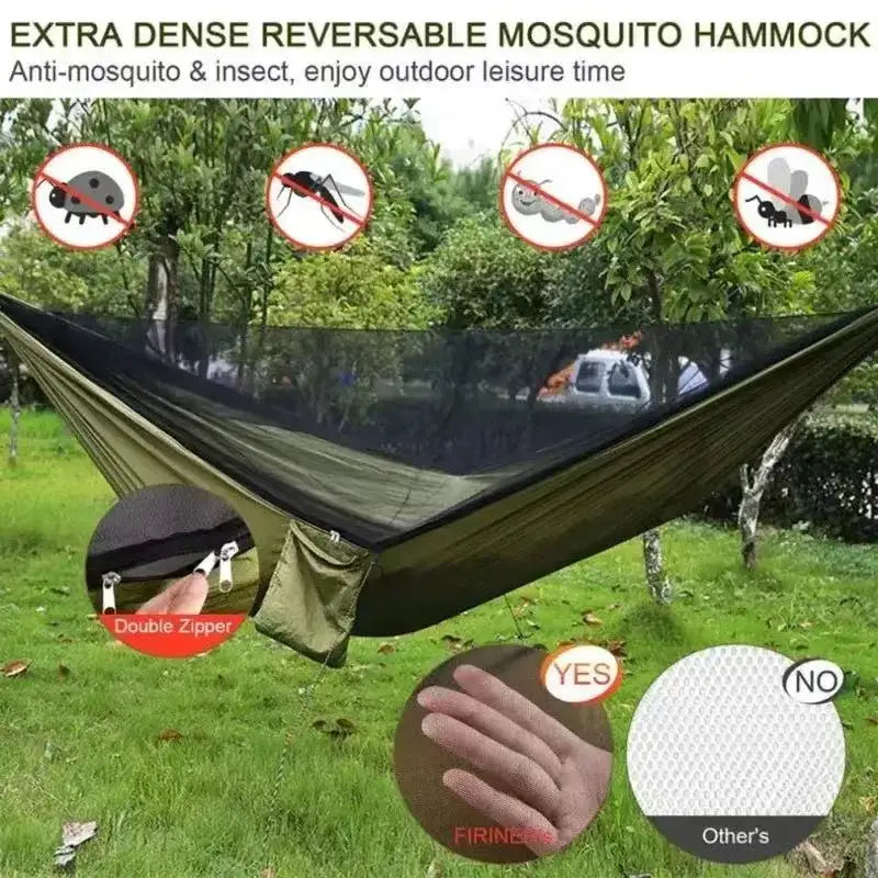 Outdoor Hammock 250 x 120 cm Lightweight Parachute Fabric Single-Person Army Green
