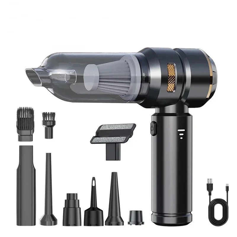 High Power Cordless Car Vacuum Cleaner Handheld Wireless Air Duster Brushless Motor Cleaning Machine Home Appliance Black