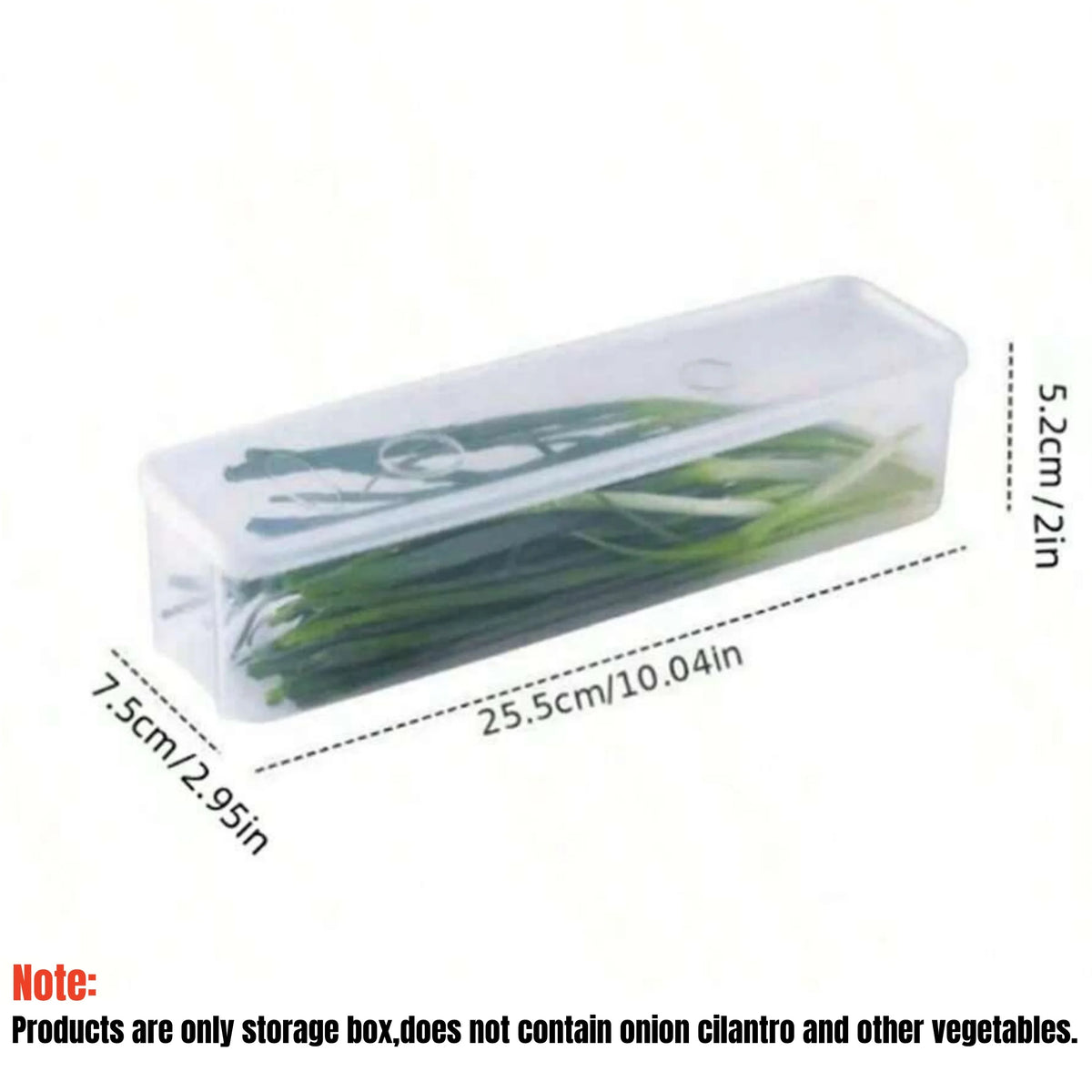1PC Refrigerator Storage Box with Lid Plastic Fresh Keeping Container Food Organizer for Scallions Eggs Noodles 25.5 × 7.5 × 5.2cm