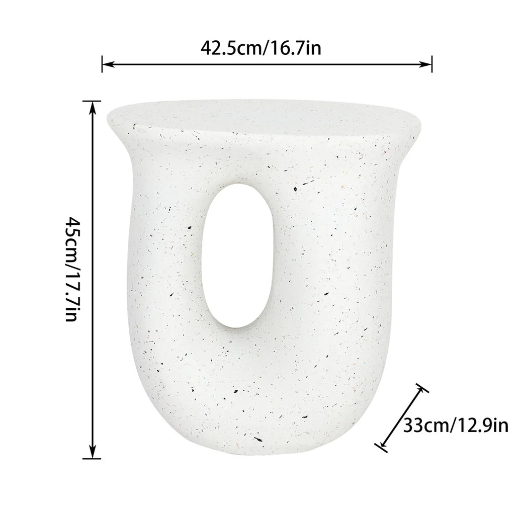 Concrete Side Table 42.5x33x45cm Lightweight Indoor Outdoor Accent Stool White End Table