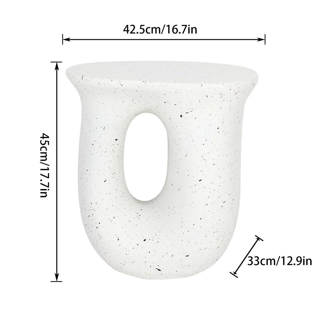 Concrete Side Table 42.5x33x45cm Lightweight Indoor Outdoor Accent Stool White End Table