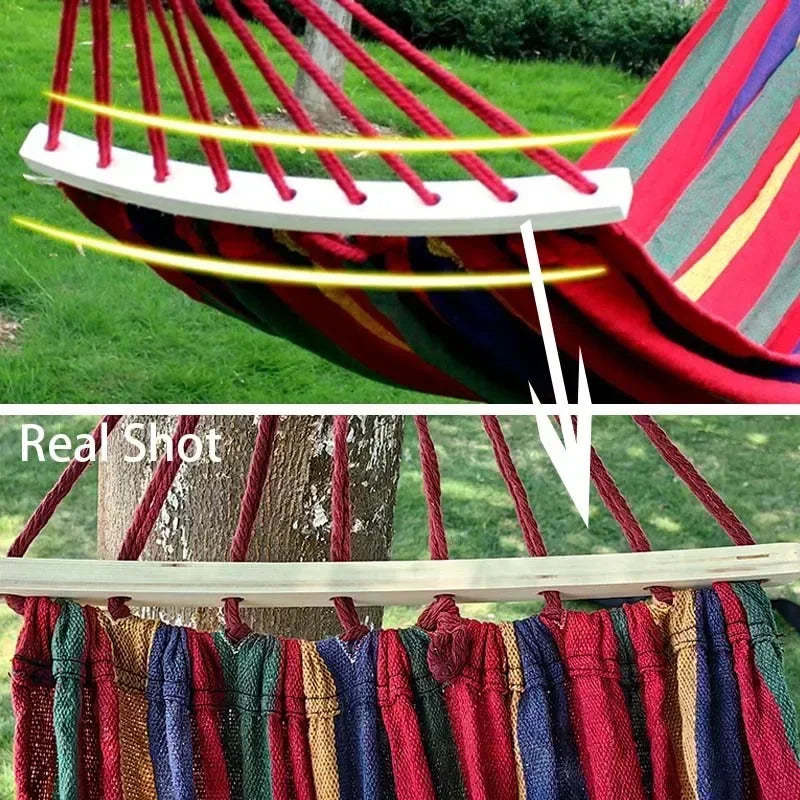 Canvas Outdoor Camping Hammock Single 200 x 100 cm with Carry Bag Anti-Rollover Portable Design