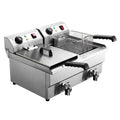 20L Commercial Electric Deep Fryer 6000W Double Basket Stainless Steel Oil Tap Frying Machine Kitchen AU Plug 57×62×34cm