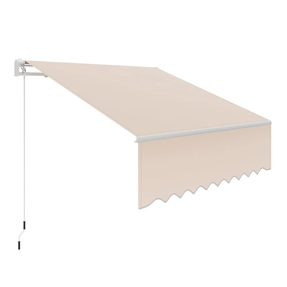 Canvas Window Awning Fabric Window Awning Textile Awning Roll-out Awning 305x244cm Manual Extendable Beige