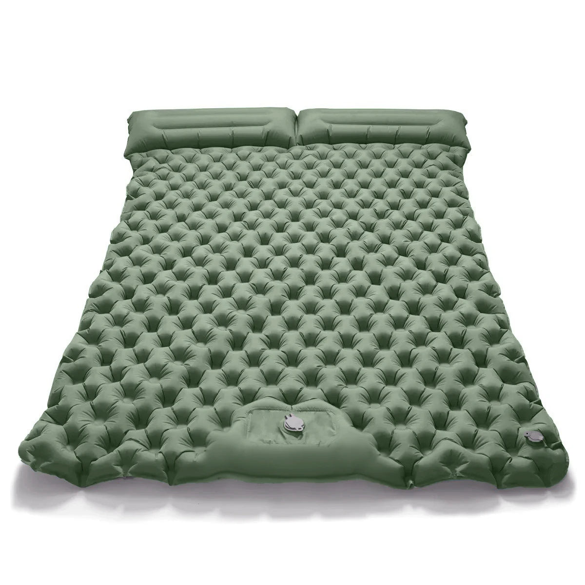 Outdoor Camping Double Inflatable Mattress Extra Wide Sleeping Pad Ultralight Folding Bed Mat Car Travel Sleeping Mat Spring Rain Green