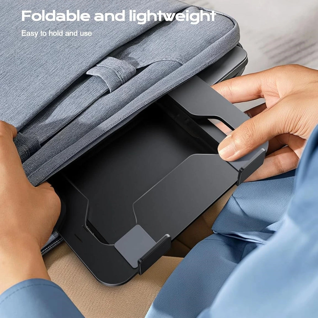 DT-02B Adjustable Aluminum Alloy Laptop Tablet Stand Portable Folding Cooling Holder Support up to 43cm Devices Black 25cm