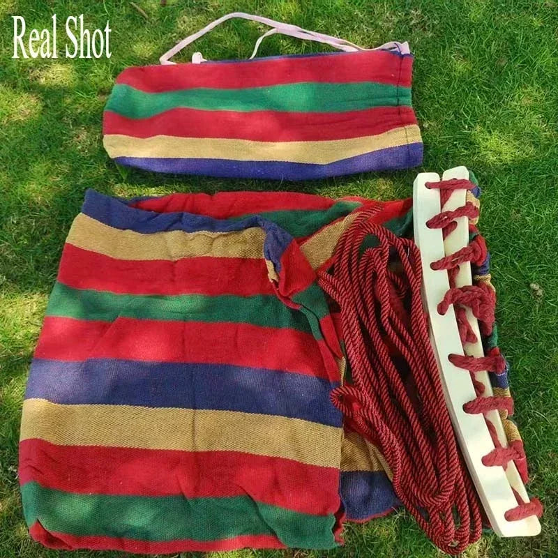 Canvas Outdoor Camping Hammock Single 200 x 100 cm with Carry Bag Anti-Rollover Portable Design