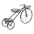 Plant Stand Outdoor Plant Holder Weather Resistant Flower Pot Stand 3 Tier Bicycle Design 79.5x52cm Black