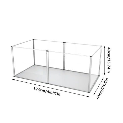 Acrylic Dog Playpen Clear Whelping Pen with Waterproof Floor Pad 124x63x40cm