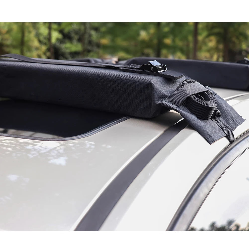 Padded Soft Car Roof Rack Cross Bars Luggage Carrier Rails Space Saving Roof Top Rack Load Capacity 75kg 2 Piece