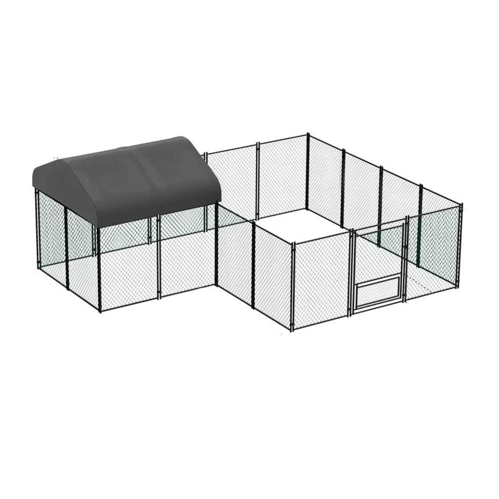 Chicken Run Chook Run Chicken Enclosure Heavy Duty XL Metal Cage with Waterproof UV Cover 393 x 160 x 156 cm Grey