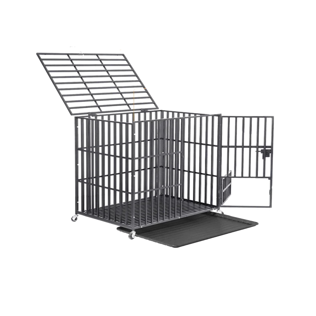Dog Crate Dog Kennel Pet Crate XXL Heavy Duty Foldable 117 x 84 x 96.5 cm Black