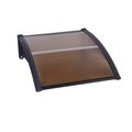 Window Door Awning Brown PC Panel with Black Bracket Outdoor Sun Shade Canopy for Patio, Terrace, Garden, Balcony