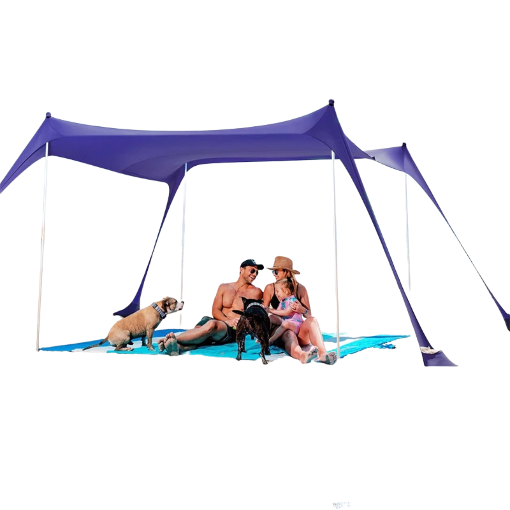 Dark Blue Beach Tent Sun Shelter Beach Canopy Sun shelter With 4 Sandbags Portable Easy-Setup Canopy 3x3m