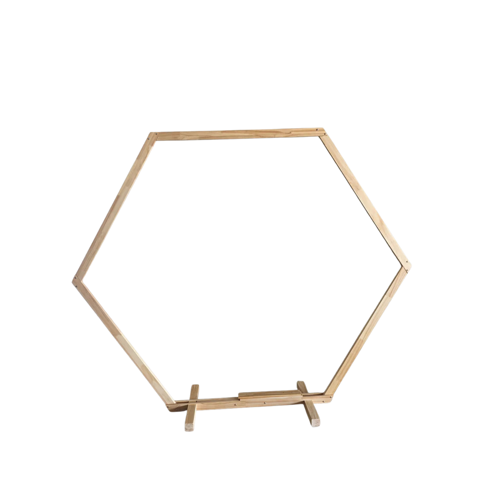 Wedding Arch Frame Hexagon Stand Natural Wood Heavy Duty Ceremony and Photo Backdrop Natural 245x210cm