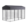 Outdoor Pet Kennel Luxury Dog & Rabbit House Enclosure Run Cage with Roof & Cover 249 x 120 x 165 cm Gray