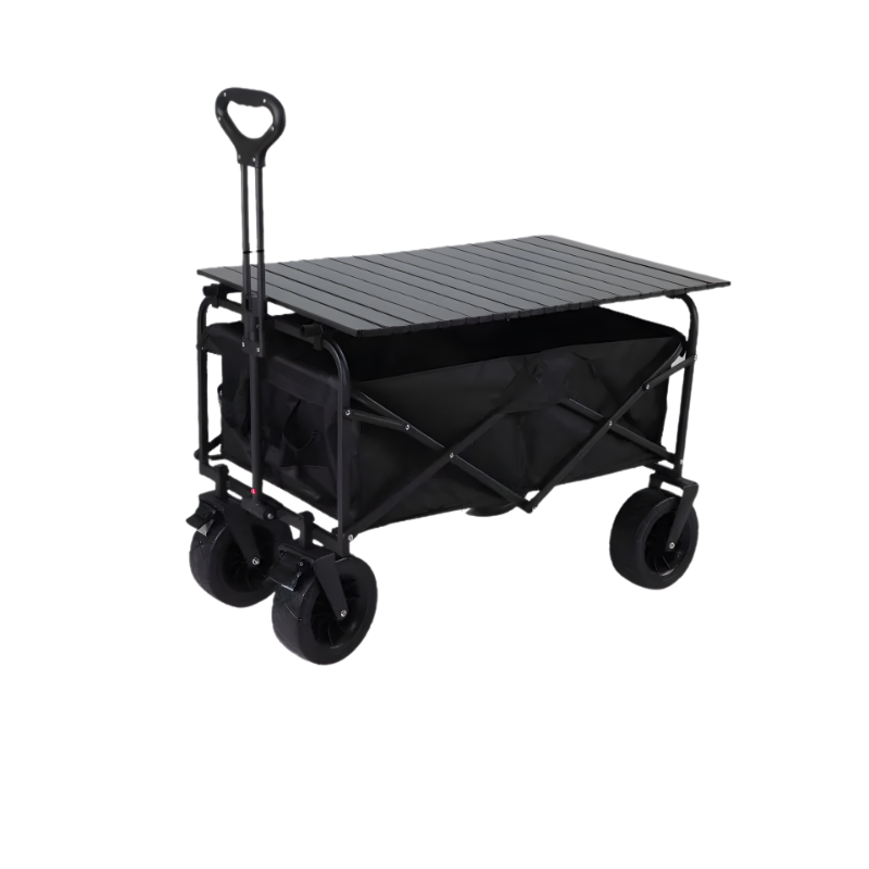Camping Trailer Black Folding Wagon Portable All-Terrain Outdoor Cart 90x50x58cm