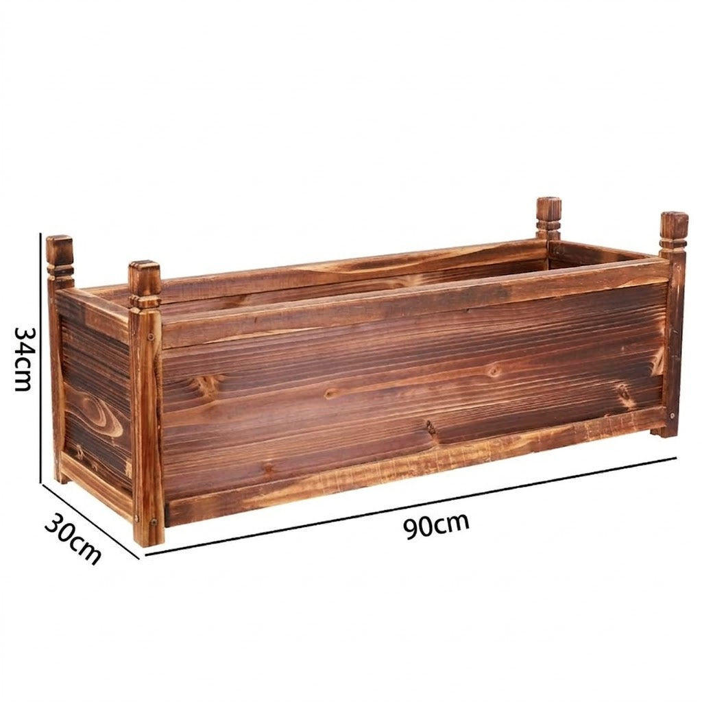 Wooden Raised Garden Bed Planter Box Flower Bed Elevated Garden Bed Raised Planter 90 x 30 x 34 cm Dark Brown