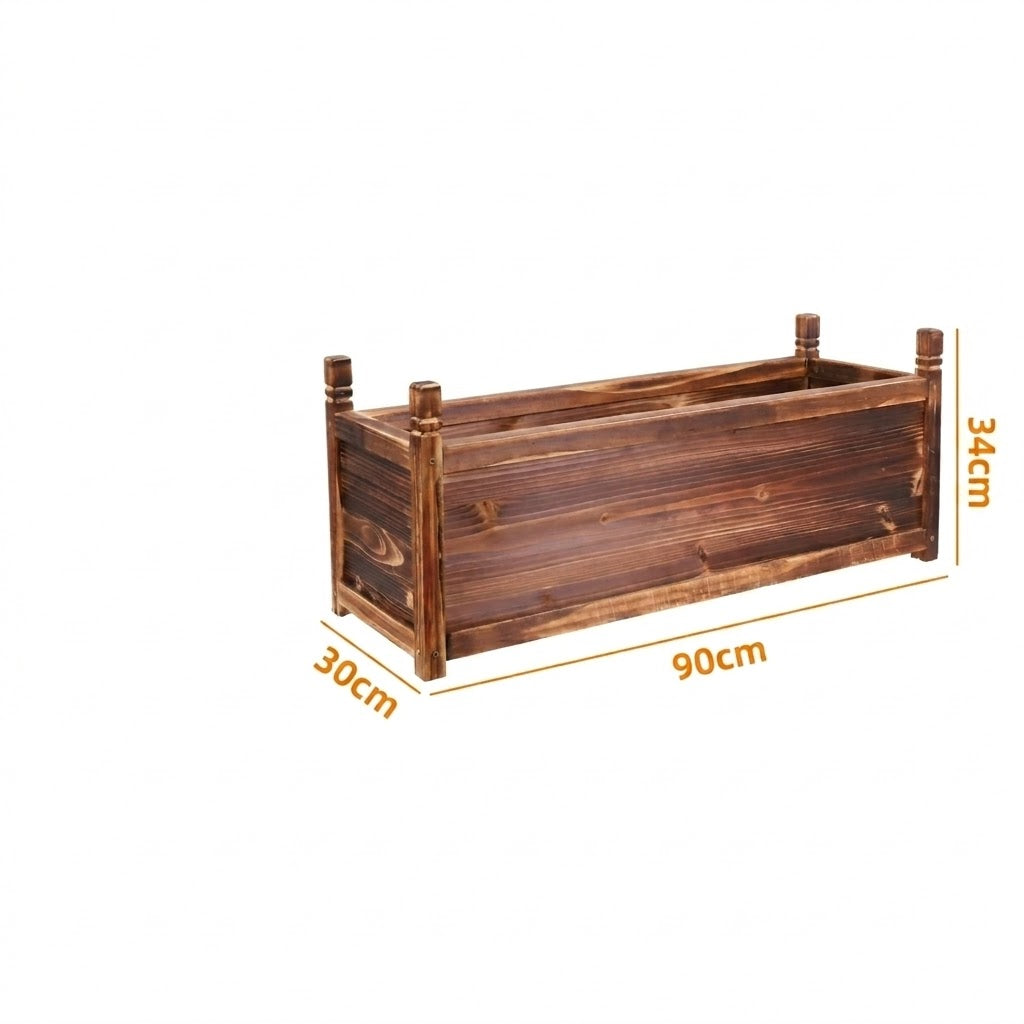 Planter Box Outdoor Raised Garden Bed Wood For Flowers and Vegetables 90x30x34cm
